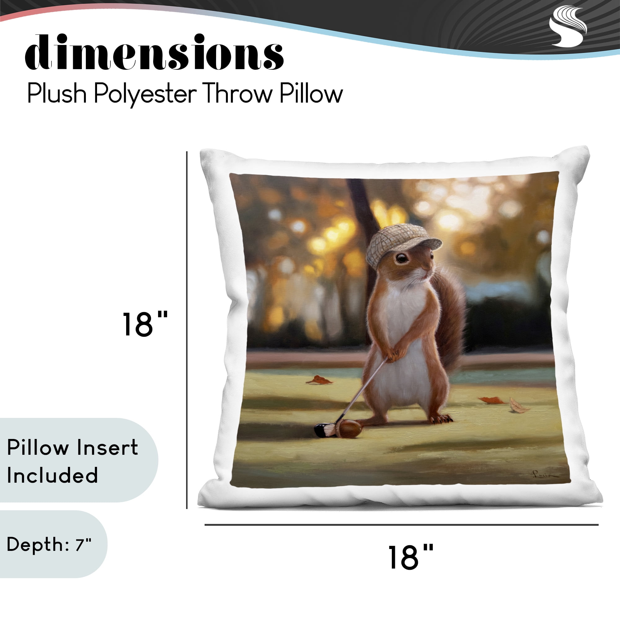 Stupell Industries Golf Nut Squirrel Decorative Printed Throw Pillow, design by Lucia Heffernan, 18 x 7 x 18
