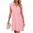 thumbnail image 1 of Vestido MEROKEETY 2025 Verano Manga Corta Cuello En V - Rosa, 1 of 8