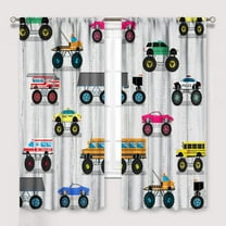 Kids Construction Curtains for Bedroom Nursery, Cartoon Car Truck Rustic Window Treatments Kids Boys Girls Living Room Men Room Decorative Drapes 2 Panel Sets,55x63 Inch