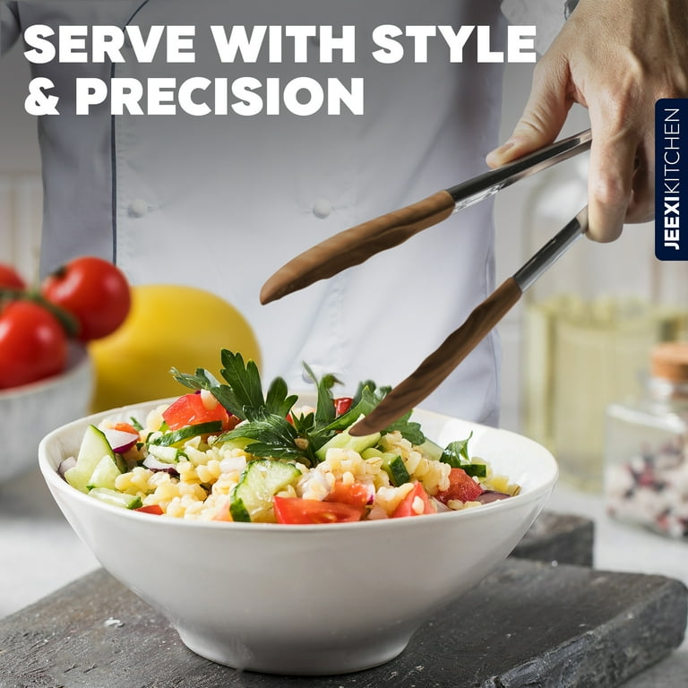 JEEXI Wood Kitchen Tongs Set, 2-Pack, 9 in & 12 in photo 4