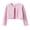 Light Pink, variant on HWJAD Long Sleeve Bolero Shrug for 1-14Y Girls, Toddler Kids One Button Closure Cardigan Ruffle Hem Knit Sweater Cropped Cover Up Coat