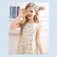 thumbnail image 5 of GYRATEDREAM Girls Summer Dress Floral Crewneck Cute Fancy Princess Dress Casual Flowy Short Sleeve Midi Dress for 7-8Y Yellow, 5 of 8