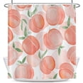 thumbnail image 4 of Peach Shower Curtain, Pink Summer Fruits Peach Ombre with Leaf Printed Cute Bathroom Curtain for Kid''s Bathtub Decor Waterproof Fabric Machine Washable with 12 Hooks, 4 of 6