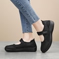 thumbnail image 5 of Miluxas Women's Flats Shoes Ballet Flats Fashion Knit Mesh Breathable Round Toe Comfortable Magic Tape Flats Dressy Shoes Black 6.5(38), 5 of 8