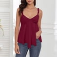 thumbnail image 2 of uobin Tops for Women Sleeveless Ruffle Strap Low Cut V Neck Backless Solid Color Tank Top Cute Summer Flowy Going Out Top, 2 of 4