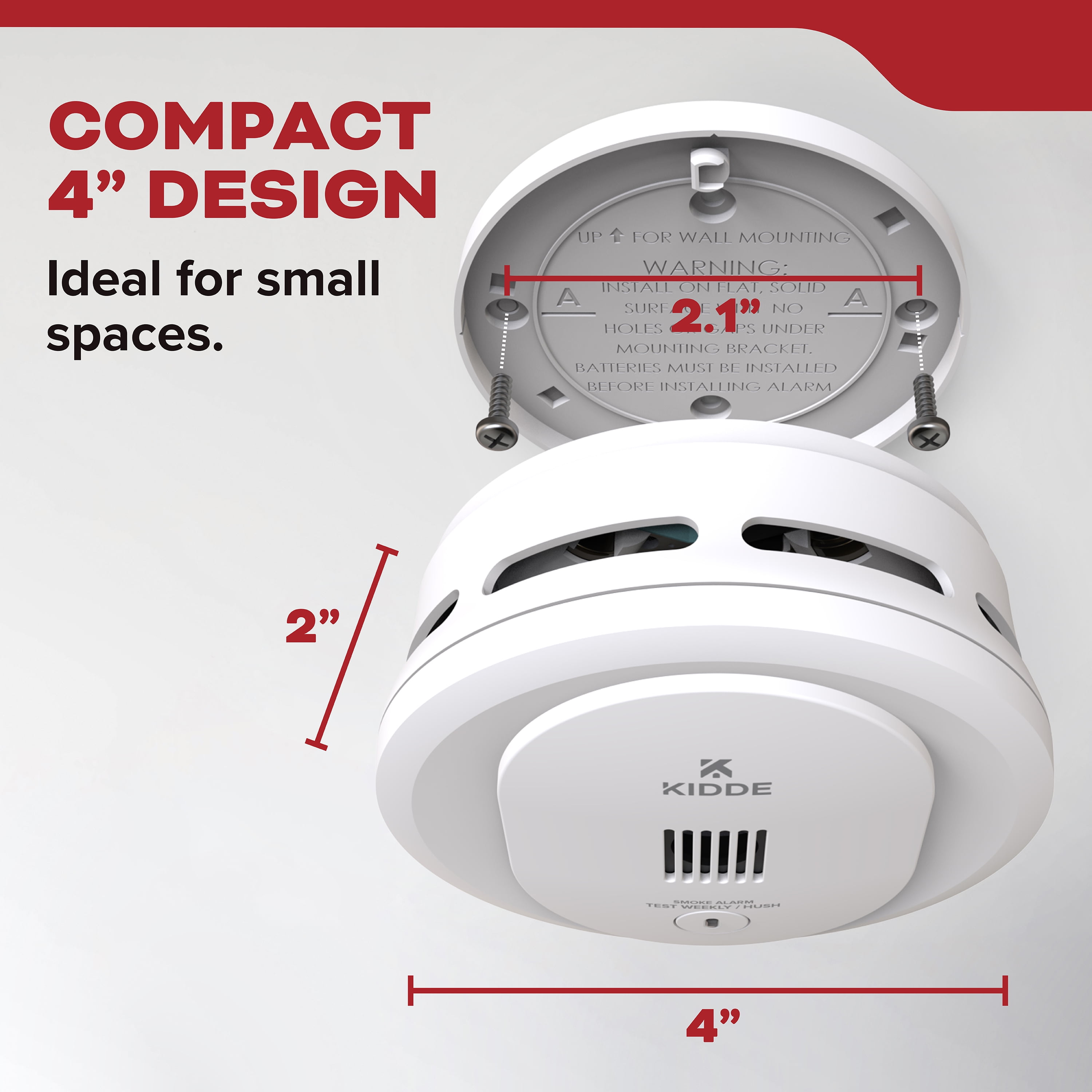 Kidde Battery-Operated Photoelectric Smoke Detector Alarm, 4-Inch, Batteries Included