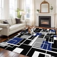 thumbnail image 2 of Navy Blue Black Geometric Area Rugs 5'x8', Washable Small Throw Rugs for Classroom Bedroom, Modern Color Block Abstract Indoor Outdoor Rug Non-Slip Low Pile Carpet Runner Reversible Floor Mats, 2 of 8