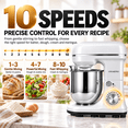 thumbnail image 2 of UHOMEPRO 3-in-1 Stand Mixer, 5QT Tilt-Head 10-Speed Electric Stand Mixer, Stainless Steel Bowl, Dough Hook, Flat Beater and Wire Whisk for Baking, Silver, 2 of 9