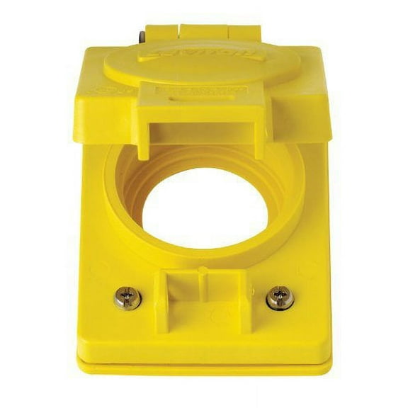 Leviton 60W04 1-Gang Receptacle Flip Lid, 20A Locking, Wetguard, Corrosion Resistant, Thermoplastic, Yellow