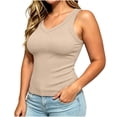 thumbnail image 2 of ThreadVibe Womens Plus Size Tank Tops V Neck Sleeveless Ribbed Tank Casual Basic Thick Strap Slim Fitted Racerback Shirts Cute Going Out Top,Business Casual Outfits, 2 of 7