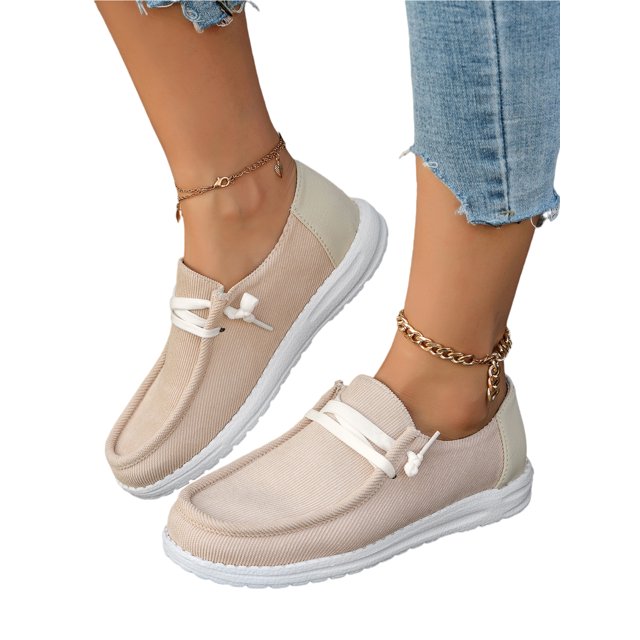 UKAP Zapatos De Lona Informales De Ancho Ancho Para Mujer Mocasines Transpirables Antideslizantes Planos De Verano