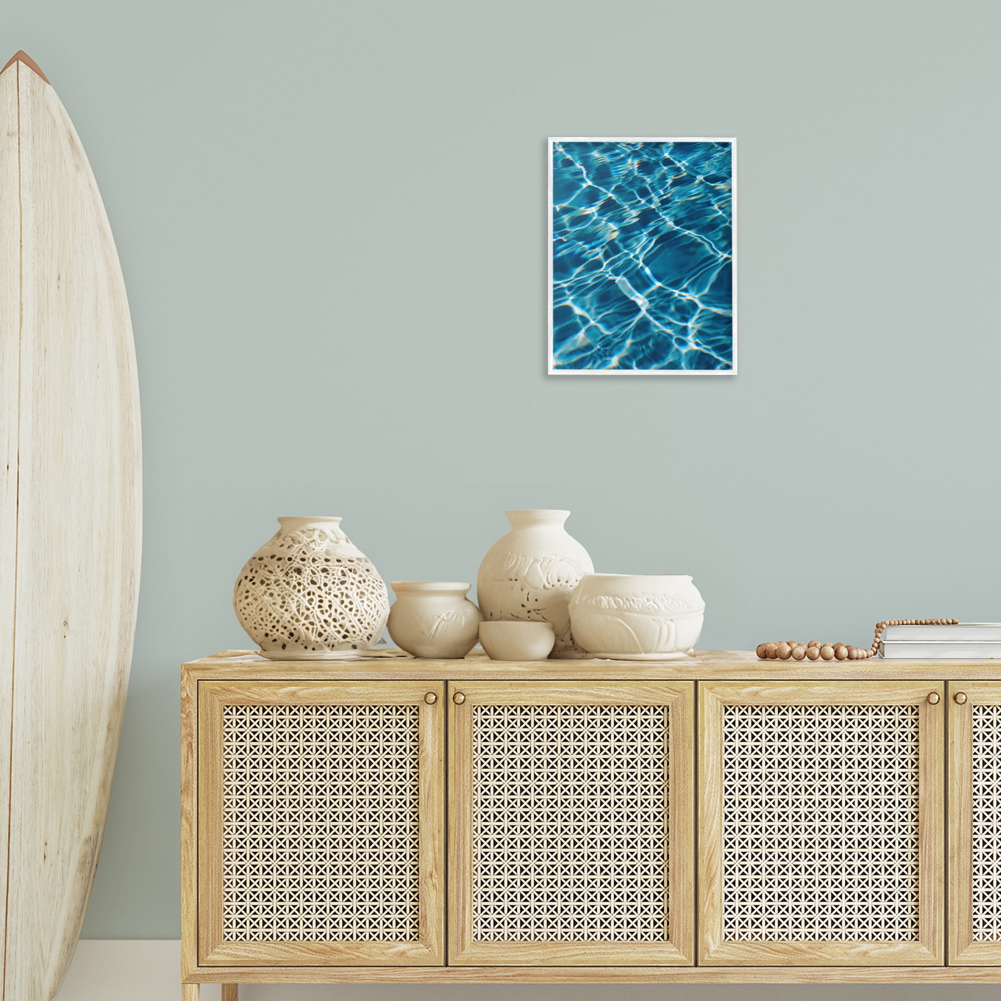 Stupell Industries Summer Pool Ripples Abstract Painting White Framed Art Print Wall Art, 16 x 20