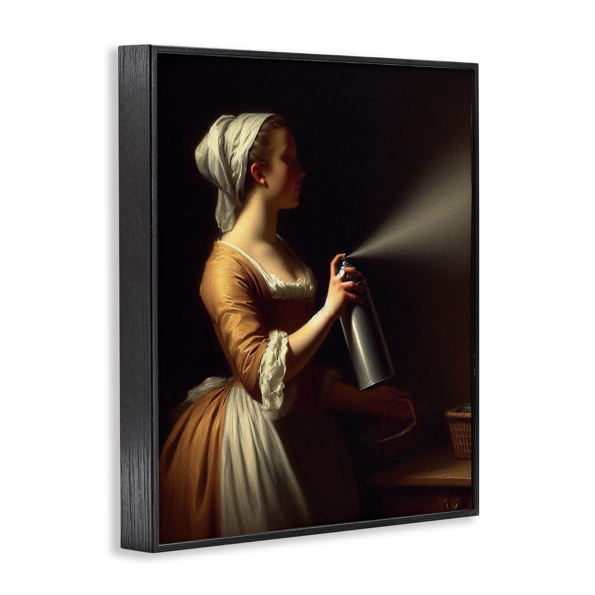 Funny Vintage Lady & Spray Paint Black Framed Giclee Art, design by Lettered and Lined