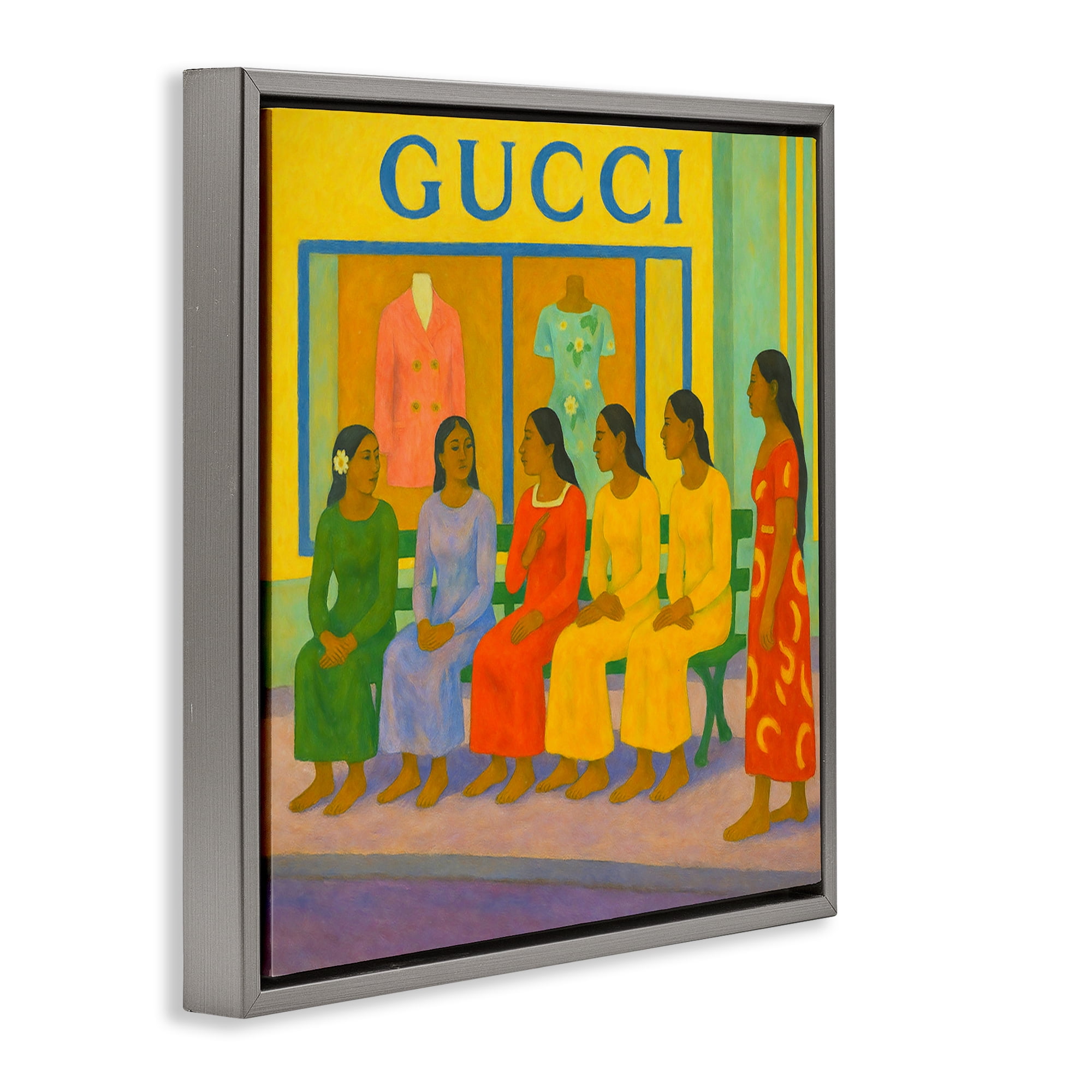 Stupell Industries Gaugin Style Glam Gray Framed Floater Canvas Wall Art, design by Grotto Studios