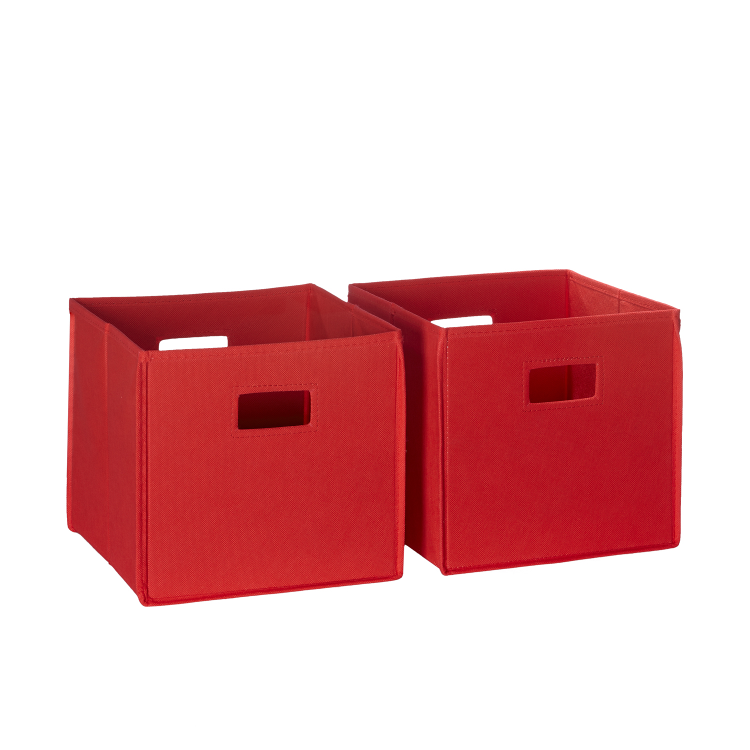 RiverRidge Kids 2 Piece Fabric Collapsible Storage Cube Organizers with Handles for Playroom Organization - Red