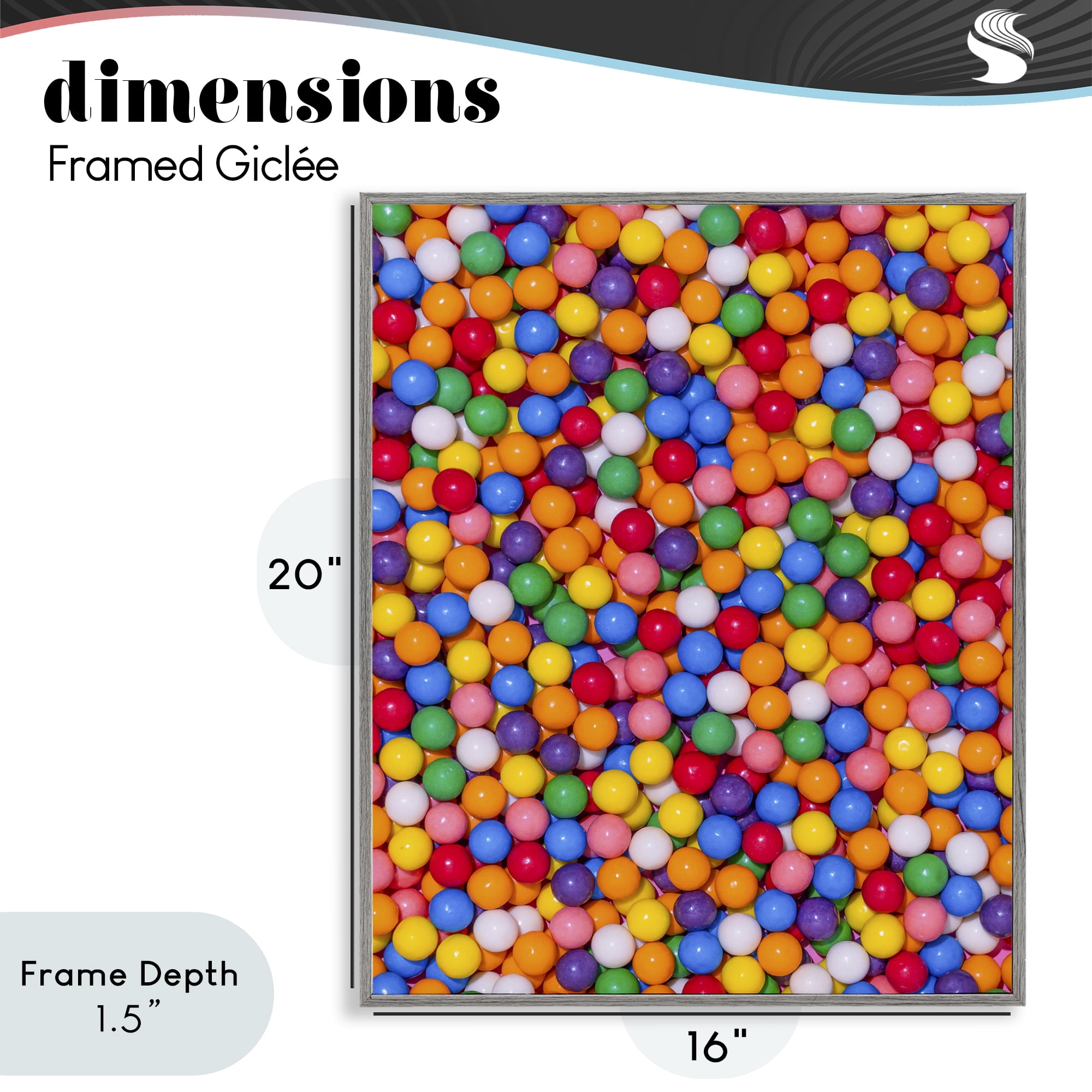 Stupell Industries Colorful Gumballs Close Up Gray Framed Giclee Art, design by LISH Creative