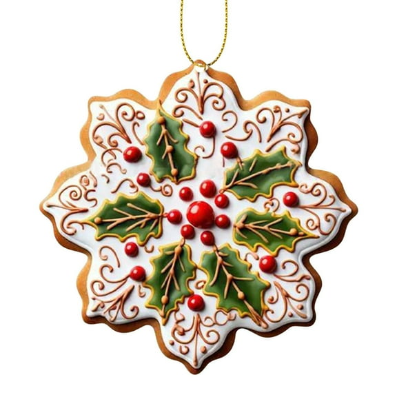 Beautynvta Christmas Tree Ornaments, 2D Acrylic Flat Snowflake Decoration Hanging Ornament, Holiday Decor, Festive Decoration Pendant for Home and Party