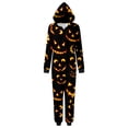 thumbnail image 4 of Aocisk Pyjama d'Halloween Familial Confortable avec Imprimé Mode, Combinaison à Capuche avec Fermeture Éclair pour Maman, Noir P, 4 of 4