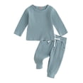 thumbnail image 1 of SUNSIOM 2Pcs Baby Boy Fall Outfits Long Sleeve Solid Color Tops + Pants Set Toddler Warm Clothes, 1 of 9