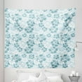 thumbnail image 1 of Hawaii Tapestry, Flower Silhouettes Spring Season Faded Floral Arrangement Blooming Nature, Fabric Wall Hanging Decor for Bedroom Living Room Dorm, 5 Sizes, Pale Blue Turquoise, by Ambesonne, 1 of 1