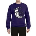 thumbnail image 2 of Wild Bobby Crescent Moon Astrology Puff Print Fashion Unisex Crewneck Sweatshirt, Purple, Large, 2 of 6