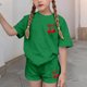 thumbnail image 4 of Conjuntos de blusas y camisas de cuello redondo y manga corta para niños, conjunto de dos piezas de top y pantalones cortos de manga corta con cuello redondo y manga corta para niños, top de poliéster, 4 of 6
