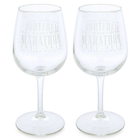 Disney World Marathon 25th Anniversary stemmed wine glass set of two