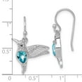 thumbnail image 2 of 925 Sterling Silver Rhodium Plated Crystal Inlay Hummingbird Long Drop Dangle Earrings 26x19mm Wide Dangle Earring for W, 2 of 2