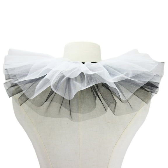 Yokua Women Black White Mesh Tulle Fake Collar Clown Cosplay Neck Ruff Choker Shawl