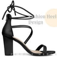 thumbnail image 4 of De Mujer Tacones De Tiras Con Cordones Tacón Grueso Sandalias Negro US 10/UK 8/EU 42, 4 of 6