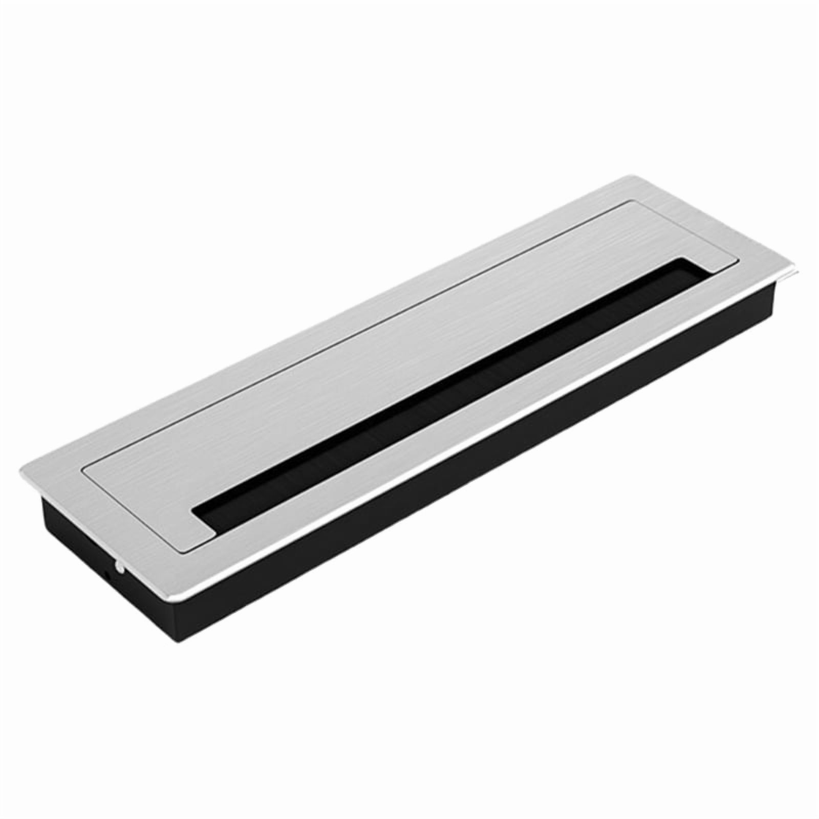 Aluminum Desk Cable Management Grommets with Brush Rectangular Metal Cord Hole Cover Upgrades for Office Computer Table