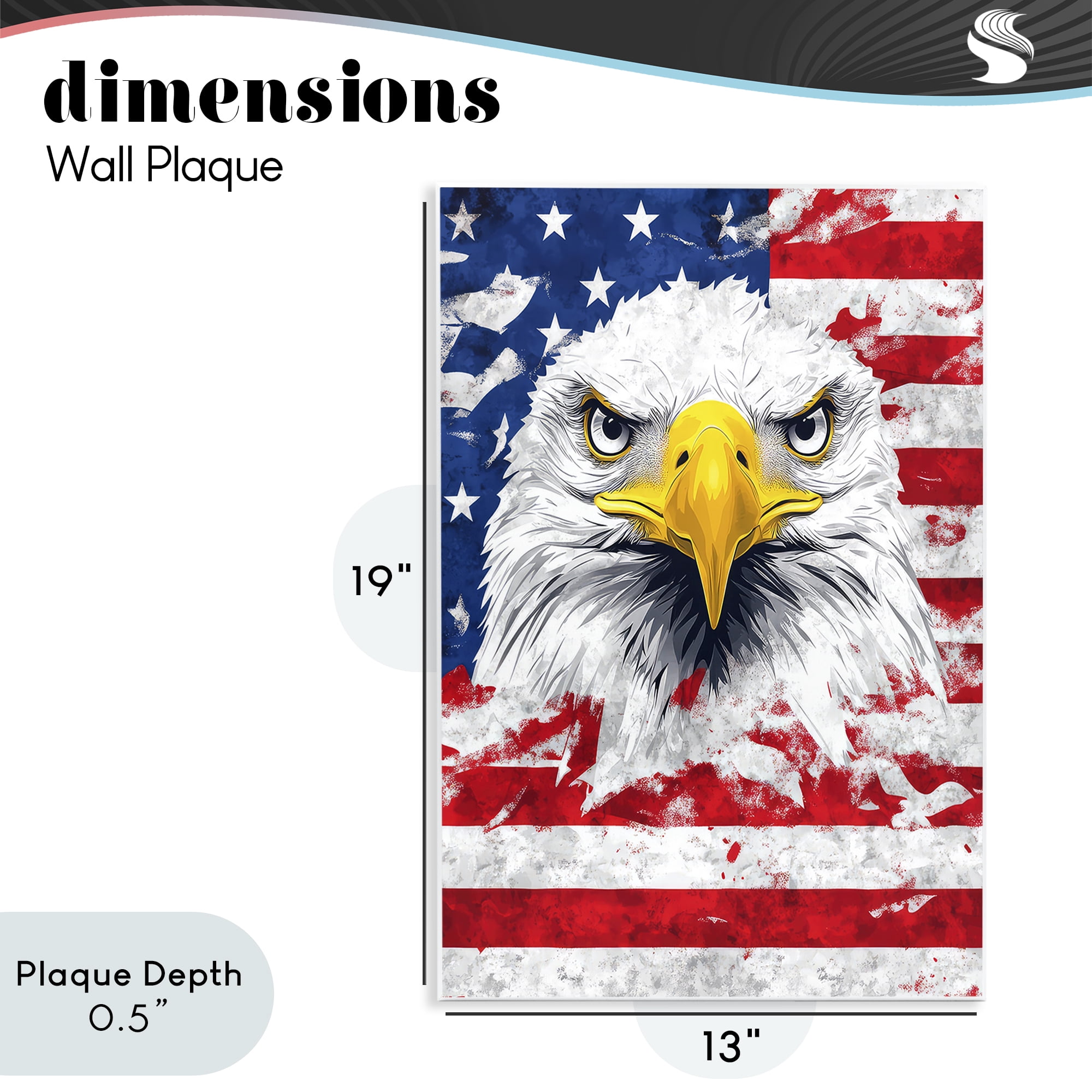 Stupell Industries Patriotic Bald Eagle Flag Wall Plaque Art, design by The Wands Want