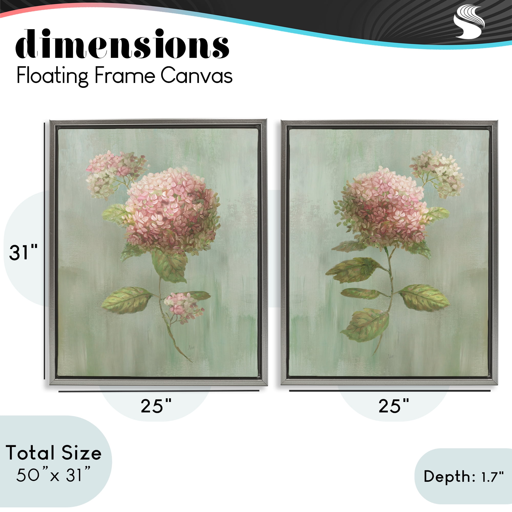 Stupell Industries Aged Pink Hydrangeas 2 Piece Gray Framed Floater Canvas Set, design by Nan