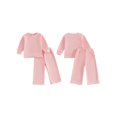 thumbnail image 2 of RUINIXCW Toddler Girls 2 Piece Outfits Adorable Solid Color Long Sleeve Crew Neck Tops and Elastic Waist Pants Set, 2 of 9