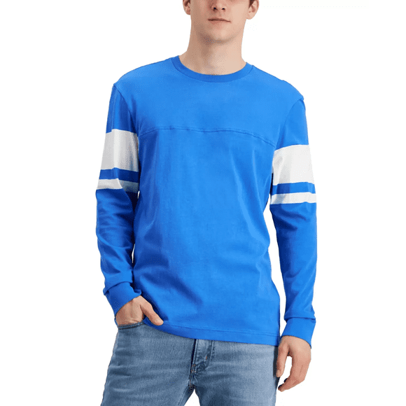 Club Room T-Shirt de Football pour Hommes, Bleu, Petit