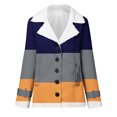 thumbnail image 3 of up to 60% off Gifts wycnly Womens Plush Coat Womens Trench Coat Fashion Color Patchwork Button Lapel Overcoat Fall Warm Thickened Cozy Fleece Lined Outwear with Pocket Winter Plush Coat, 3 of 4
