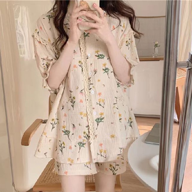 Ropa De Dormir Con Botones,Pijamas De Manga Corta Para Mujer Conjunto De Pijama Con Botones Pijama De Manga Corta Diseño De Clase Mundial
