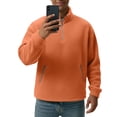 thumbnail image 4 of ASDFVBKG Oversized Sweatshirts for Men Polar Fleece Stand Collar Lightweight Long Sleeve Sweatshirts Outerwear Comfy Fall Winter Solid Outfits Saffron M, 4 of 6
