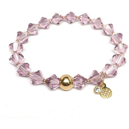 Julieta Jewelry Light Purple Swarovski Crystal Rachel 14kt Gold over Sterling Silver Stretch Bracelet, June Birthstone Color