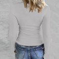 thumbnail image 5 of YEJIMAN Gray Oversized Tshirts For Women, cool silk cotton Shirt Women Trendy, Women's Spring and Summer Pure Color Stripes High Elastic Long Sleeved Undershirt Top, 5 of 5