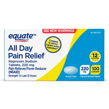 Equate All Day Pain Relief Naproxen Sodium 220mg Caplets, 100 (Best Pain Relief For Dry Socket)