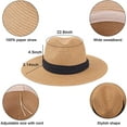 thumbnail image 3 of Womens Straw Hat Wide Brim Floppy Beach Cap Adjustable Panama Sun Hat UPF 50+, 3 of 8