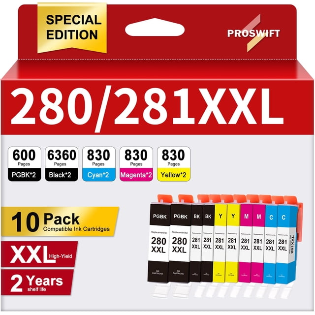 Cartuchos de tinta PROSWIFT 280 281 XXL paquete de 10 para Canon