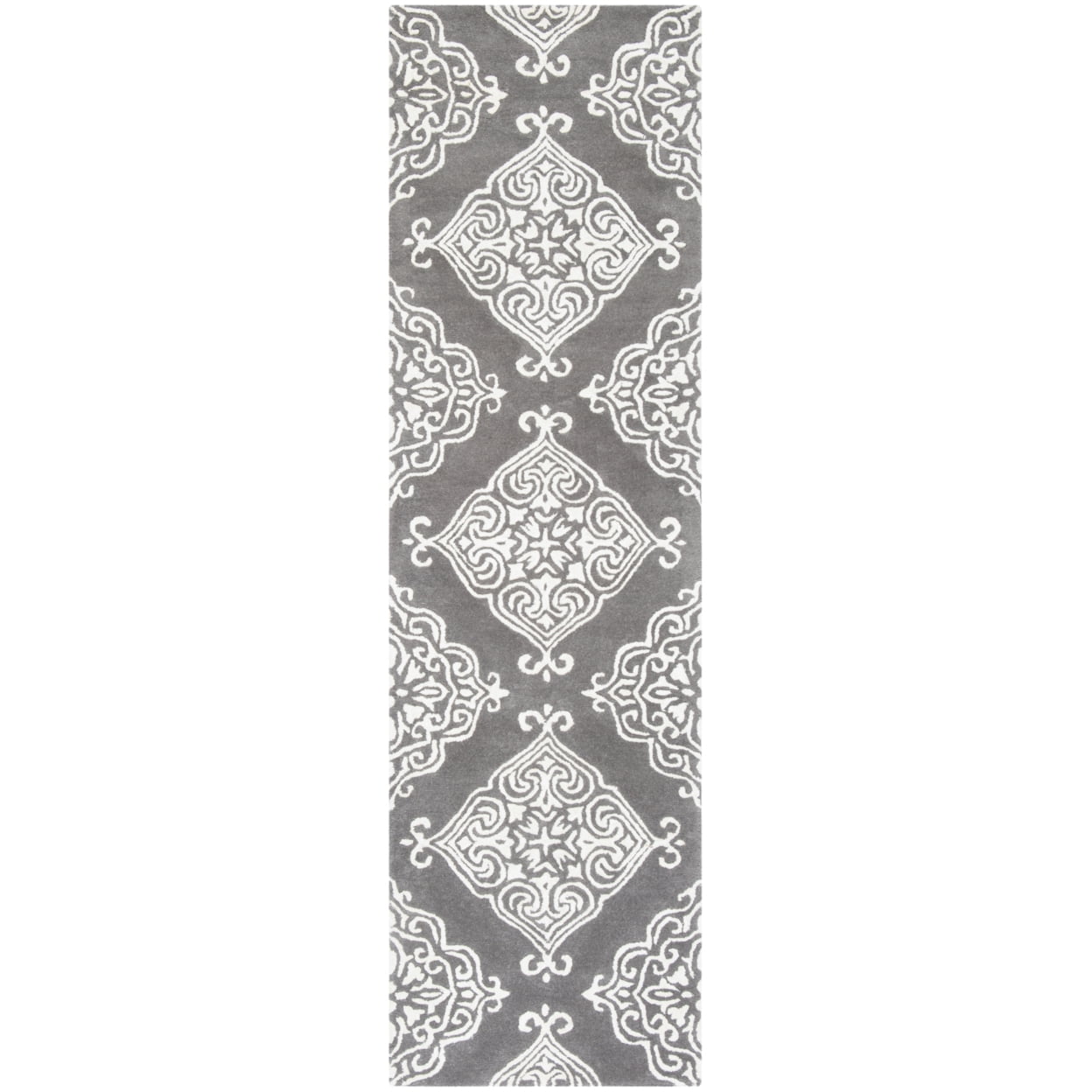 SAFAVIEH Glamour Georgene Damask Area Rug, Dark Grey/Ivory, 4' x 6'