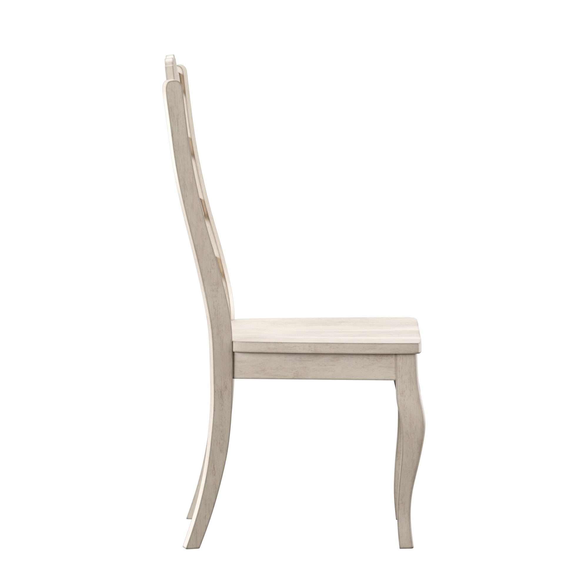 Weston Home Farmhouse French Ladder Back Wood Dining Side Chairs, Antique White (Set of 2)