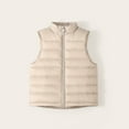 thumbnail image 2 of CYRBOKO Girls' Cotton Puffer Vests, Lightweight Sleeveless Full Zip Thermal Winter Clothing Beige Size 7-8 T, 2 of 3