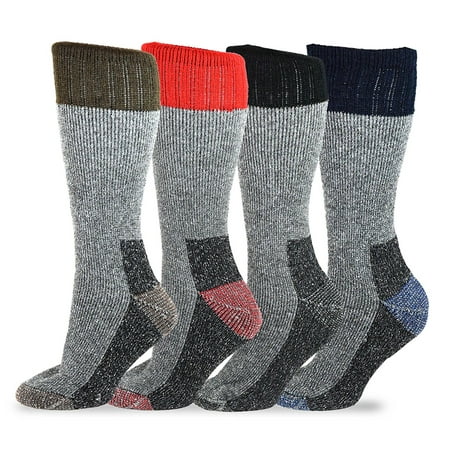 TeeHee Heavyweight Outdoor Wool Thermal Boot Socks 4-Pack (Best Socks To Wear With Boots)
