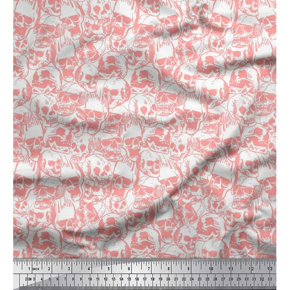 Soimoi Cotton Jersey Fabric Horror Skull Halloween Print Fabric by The Yard 58 Inch Wide