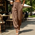 thumbnail image 6 of ClodeEU Women's High Waist Button Tapered Dress Pants with Pockets,Business Casual Work Trousers Brown,Women's Plus L, 6 of 7