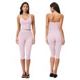 thumbnail image 5 of IBTOM CASTLE Capri Workout Sets for Women V Neck Halter Sports Bra High Waist Capri Leggings 2 Piece Yoga Pilates Outfits Pink, 5 of 5
